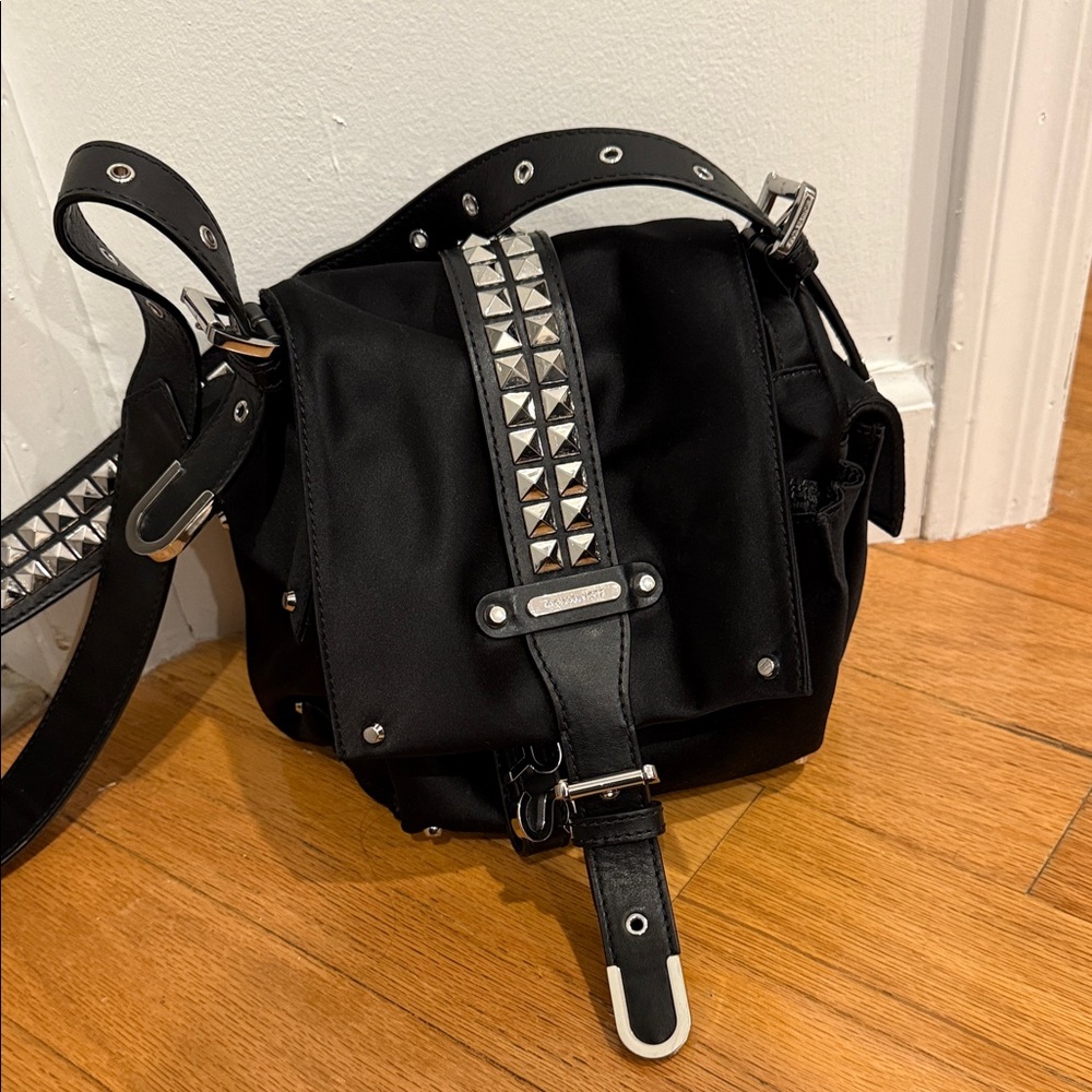 Michael Kors Black Crossbody Bag with Silver Accents